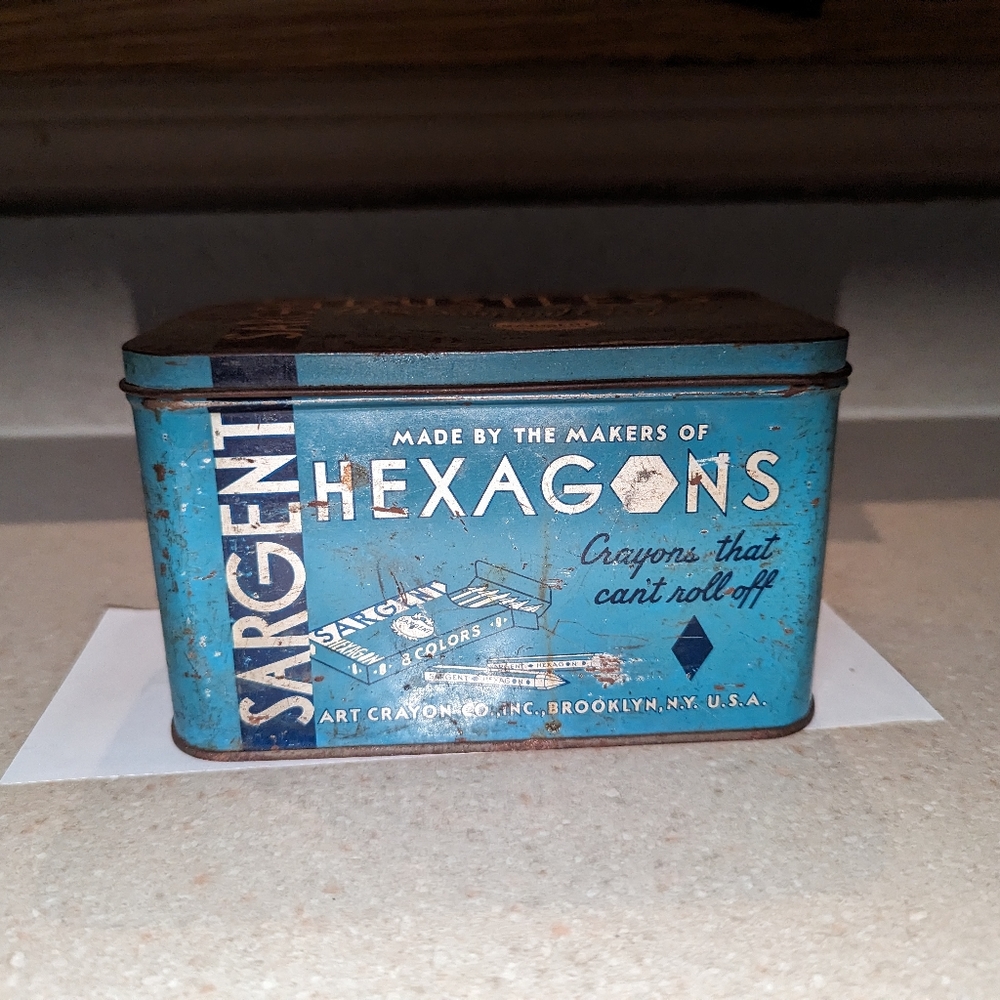 Vintage 1930'S Sargent Dustless BlacKboard Crayon Tin Box 30s 1935 BROOKLYN NY